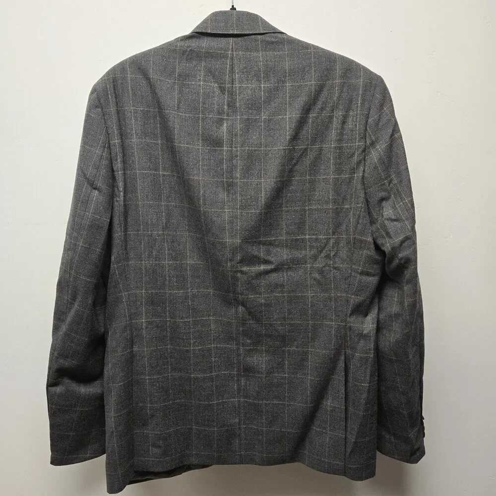 Lauren Ralph Lauren Mens Sport Coat sz 40R Blazer Plaid Lexington Gray 100% Wool